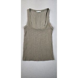 ZARA Textured Crinkle Knit Tank Top Women's Small Taupe Beige Minimalist